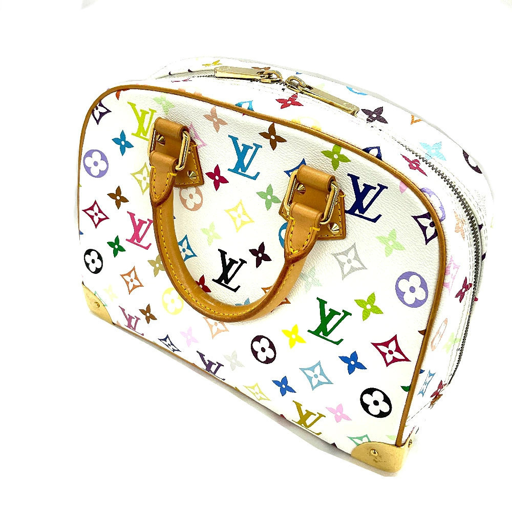 Louis Vuitton Blanc ful White Tote Trouville Multicolor Handbag Studded